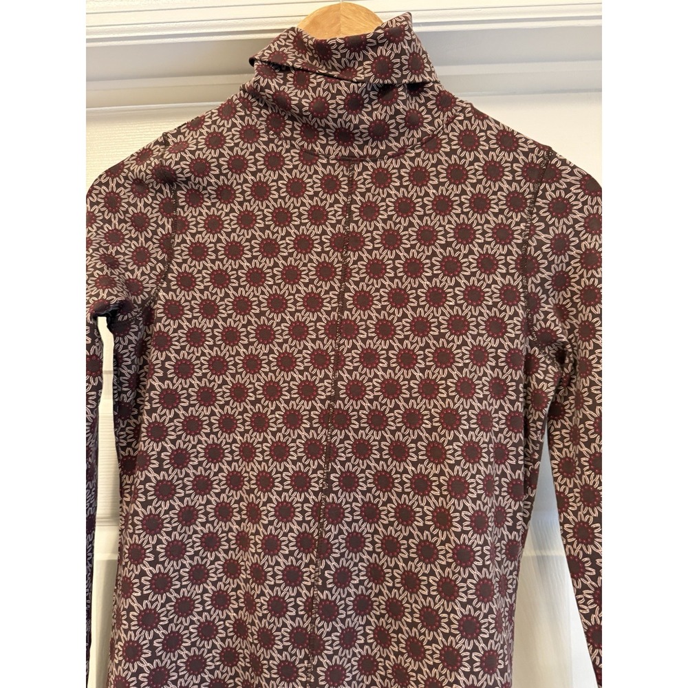 Nation LTD Turtleneck Dress Womens XS Burgundy Floral Pima Cotton Long Sleeve - Picture 2 of 7